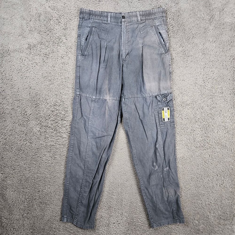 Bugle Boy Ocean‎ League Mens 34M Faded Gray Cargo Pants Vintage 90s Pleated